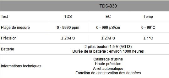 fiche technique testeur SEL CHLORE electronique